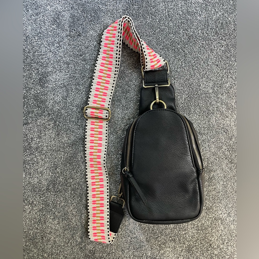 Anthropologie Liberty Crossbody Bag in Black, Sling Bag, Vegan Faux Leather